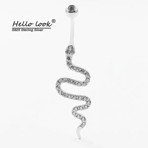 925 Silver Navel Piercing Snake Shape Belly Button Rings Women