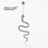925 Silver Navel Piercing Snake Shape Belly Button Rings Women