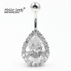925 Silver Navel Piercing Zircon Belly Button Ring Sexy Hypoallergenic Jewelry