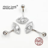 925 Silver Navel Piercing Zircon Eye Belly Button Ring Crystal Body Jewelry