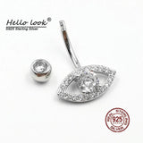 925 Silver Navel Piercing Zircon Eye Belly Button Ring Crystal Body Jewelry