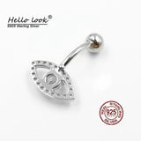 925 Silver Navel Piercing Zircon Eye Belly Button Ring Crystal Body Jewelry