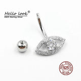 925 Silver Navel Piercing Zircon Eye Belly Button Ring Crystal Body Jewelry