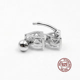 925 Silver Navel Ring Double CZ Belly Button Piercing