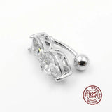 925 Silver Navel Ring Double CZ Belly Button Piercing