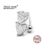 925 Silver Navel Ring Double CZ Belly Button Piercing