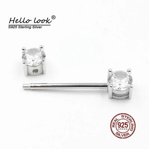 925 Silver Nipple Ring Zircon Tongue Lip Piercing Ear Bone Rings