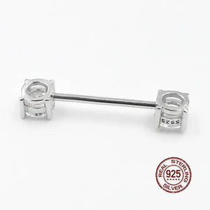 925 Silver Nipple Ring Zircon Tongue Lip Piercing Ear Bone Rings