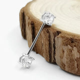 925 Silver Nipple Ring Zircon Tongue Lip Piercing Ear Bone Rings