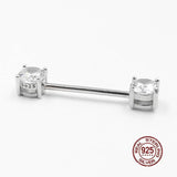 925 Silver Nipple Ring Zircon Tongue Lip Piercing Ear Bone Rings