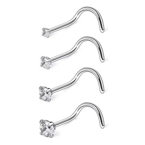 925 Silver Nose Ring Zircon Nose Nail Body Piercing 18K Plating