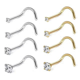925 Silver Nose Ring Zircon Nose Nail Body Piercing 18K Plating