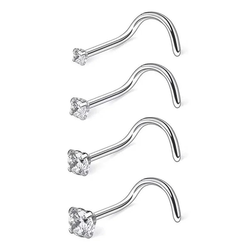 925 Silver Nose Ring Zircon Nose Nail Body Piercing 18K Plating