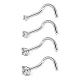 925 Silver Nose Ring Zircon Nose Nail Body Piercing 18K Plating