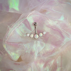925 Silver Opal Belly Button Ring for Women, Navel Piercing Beach Belly Rings