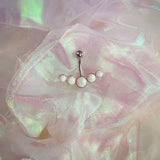 925 Silver Opal Belly Button Ring for Women, Navel Piercing Beach Belly Rings