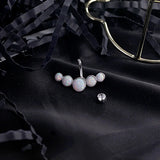 925 Silver Opal Belly Button Ring for Women, Navel Piercing Beach Belly Rings