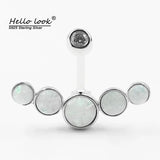 925 Silver Opal Belly Button Ring for Women, Navel Piercing Beach Belly Rings