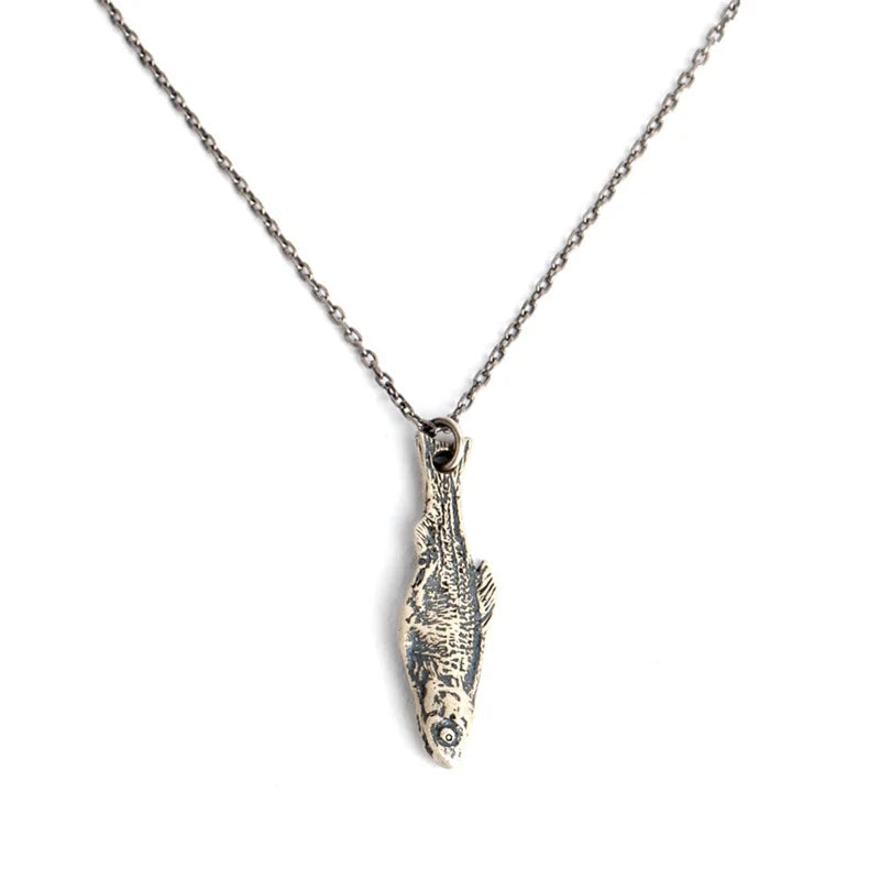 925 Sterling Silver Dead Fish Necklace Gothic Jewelry