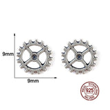 925 Silver Punk Gear Stud Earrings Gothic Piercing Jewelry