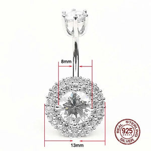 925 Silver CZ Belly Button Ring Punk Navel Piercing Body Jewelry