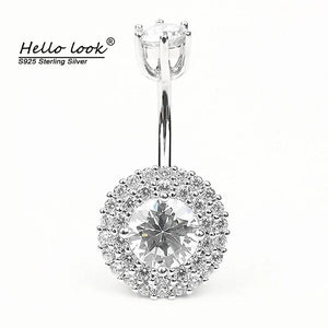 925 Silver CZ Belly Button Ring Punk Navel Piercing Body Jewelry