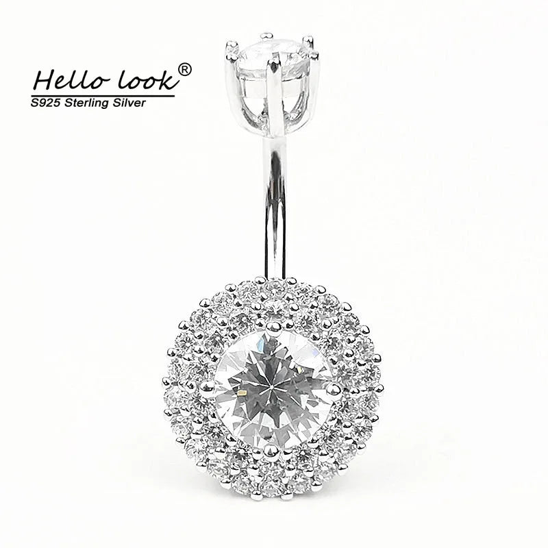 925 Silver CZ Belly Button Ring Punk Navel Piercing Body Jewelry