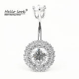 925 Silver CZ Belly Button Ring Punk Navel Piercing Body Jewelry