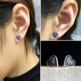 925 Silver Sacred Heart Cross Stud Earrings Vintage Jewelry