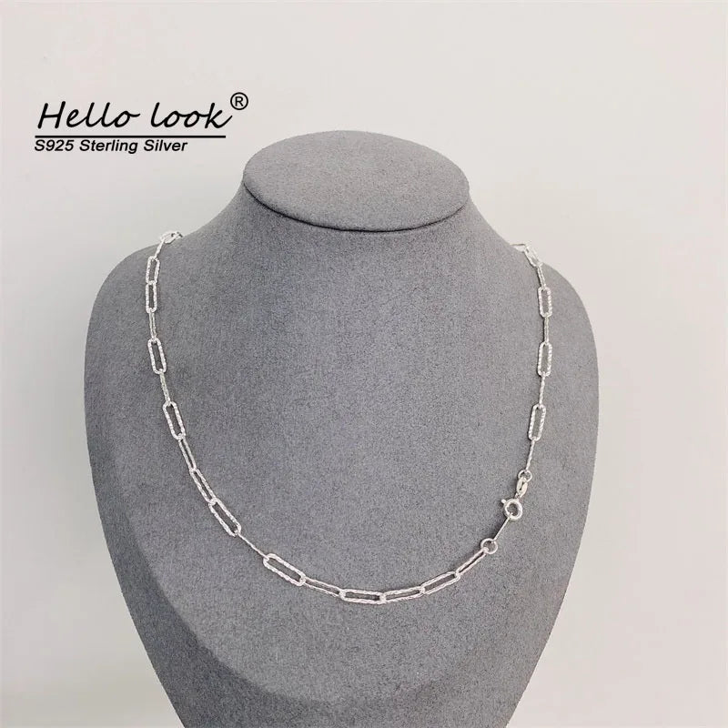 925 Silver Frosted Classic Chain Necklace Wedding Jewelry
