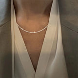 925 Sterling Silver Frosted Necklace Clavicle Chain Party Jewelry