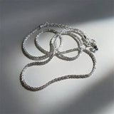 925 Sterling Silver Frosted Necklace Clavicle Chain Party Jewelry