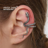 925 Silver Snake Earcuff Gothic Clip Earrings