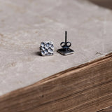 925 Sterling Silver Vintage Stud Earrings Classic Square Jewelry