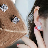 925 Sterling Silver Vintage Stud Earrings Classic Square Jewelry