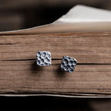 925 Sterling Silver Vintage Stud Earrings Classic Square Jewelry