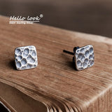 925 Sterling Silver Vintage Stud Earrings Classic Square Jewelry
