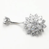 925 Sterling Silver Sun Flower Belly Button Ring Zircon Body Piercing