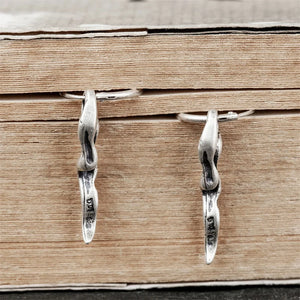 925 Silver Thorns Circle Hoop Earrings Vintage Gothic Rock Metal Antique