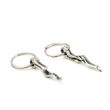 925 Silver Thorns Circle Hoop Earrings Vintage Gothic Rock Metal Antique