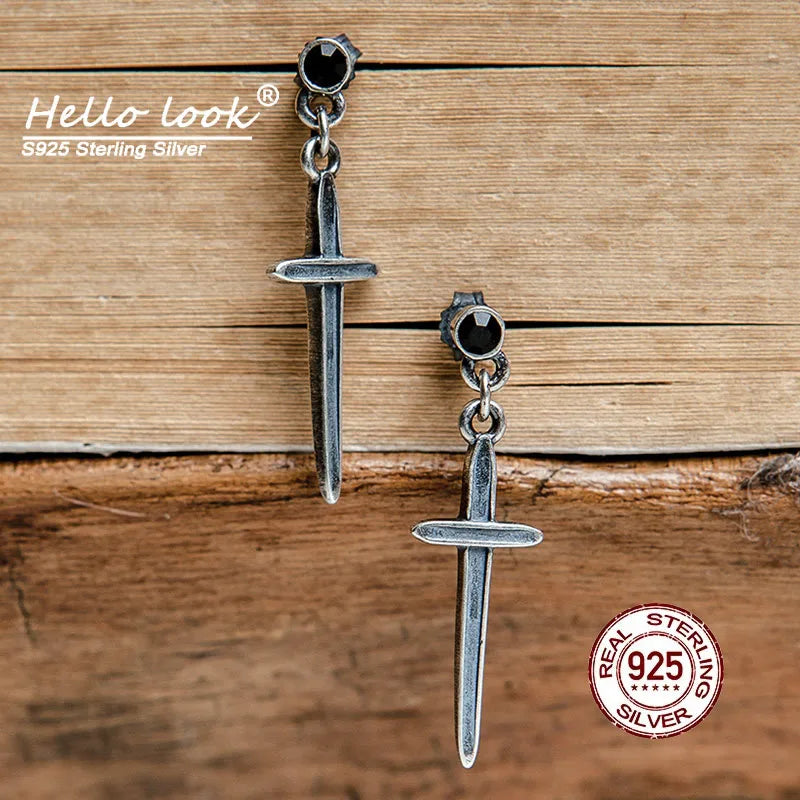 Vintage 925 Silver Cross Drop Earrings for Women