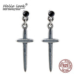 Vintage 925 Silver Cross Drop Earrings for Women