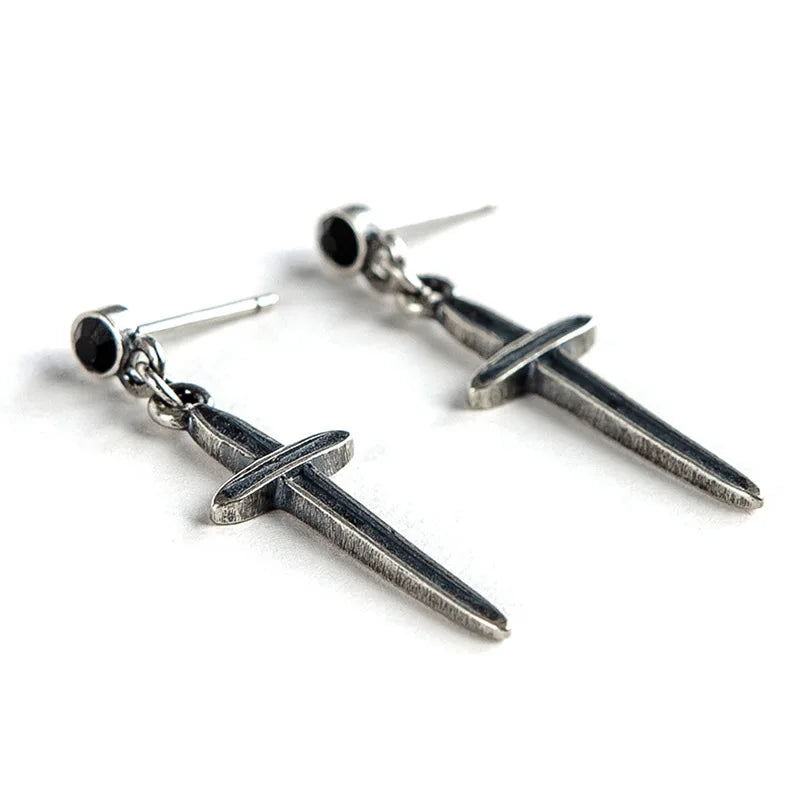 Vintage 925 Silver Cross Drop Earrings for Women