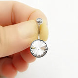 Big Round Zircon Belly Button Ring 925 Sterling Silver Navel Piercing Women