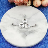 Big Round Zircon Belly Button Ring 925 Sterling Silver Navel Piercing Women