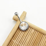 Big Round Zircon Belly Button Ring 925 Sterling Silver Navel Piercing Women
