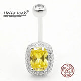 Yellow Zircon Navel Piercing 925 Sterling Silver Belly Ring