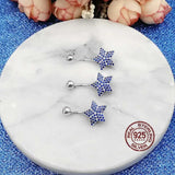 925 Silver Zircon Pentagram Belly Button Ring Navel Piercing for Women