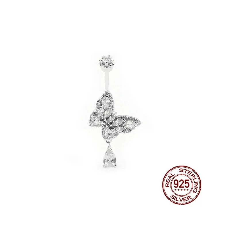 Butterfly Navel Piercing 925 Silver Belly Botton Piercing