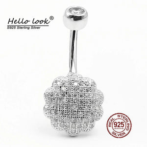 Cubic Zircon Navel Piercing 925 Sterling Silver Belly Ring for Women